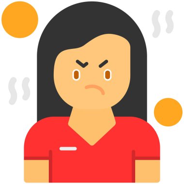 Kırmızı renkli vektör resimli üzgün kadın.