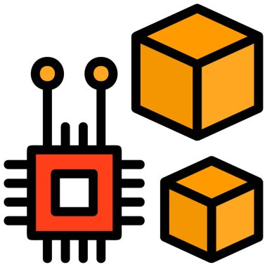 Bilgisayar donanım teknolojisi simgesi doldurulmuş ana hatlar biçiminde