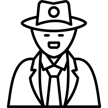 Şapka ikonu olan bir iş adamı. Web için şapka vektör simgesi içindeki bir adamın basit bir illüstrasyonu