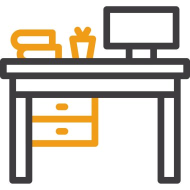 ofis masası simgesi basit illüstrasyon