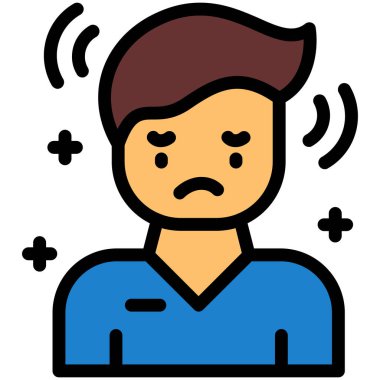 üzgün adam simgesi renk ana hatları vektörü