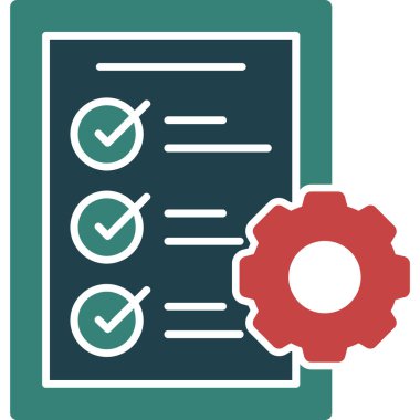 Bakım Kontrol Listesi Glyph Çoklu Renk, Vektör Resimleri
