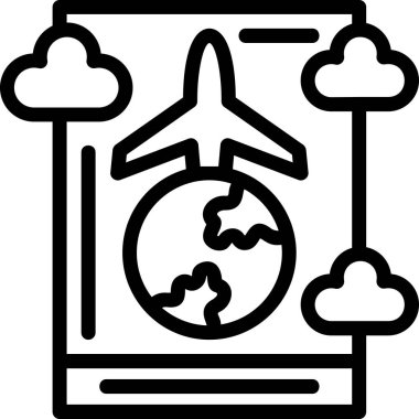 uçak uçuş simgesi ana hat biçiminde