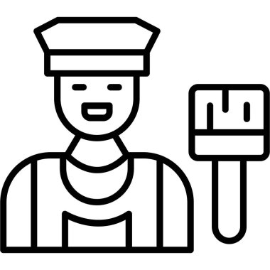 Çekiç vektör çizgisi tasarımlı işçi