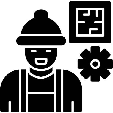 İşçi. Web simgesi basit illüstrasyon