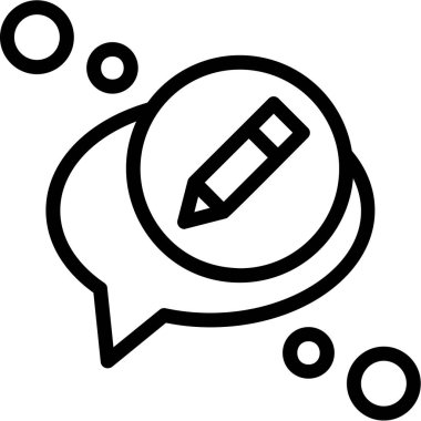 Kalem ikonlu konuşma balonu. Web için kalem ve kalem vektör simgesinin özet çizimi