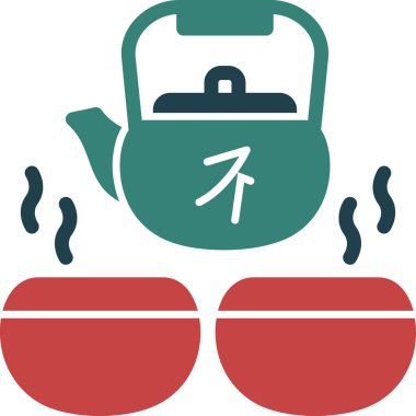 sıcak çay demliği vektör illüstrasyonu