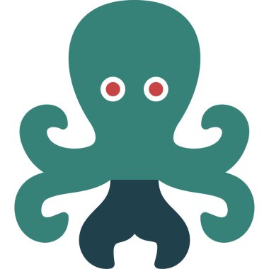 düz renk tarzı çizgi film ahtapot