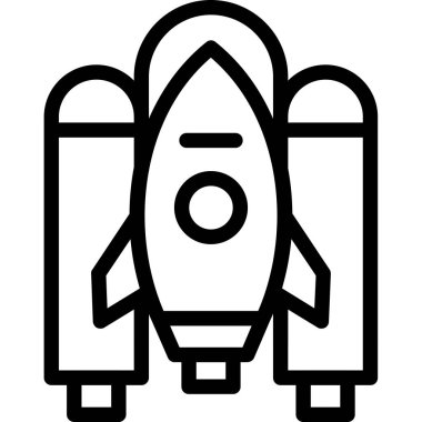 Roket ikonu. Beyaz arkaplanda izole edilmiş web tasarımı için ana roket vektör simgesi