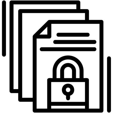 belge simgesini kilitle, vektör illüstrasyonu