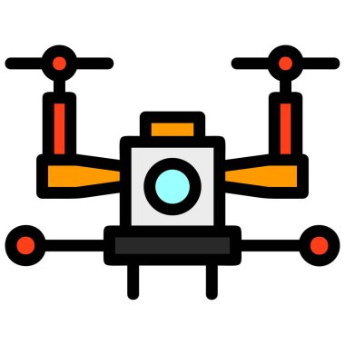 Drone kamera simgesi renk dış hat vektörü