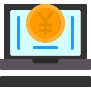 Yen işareti Düz Simge, Vektör İllüstrasyonu