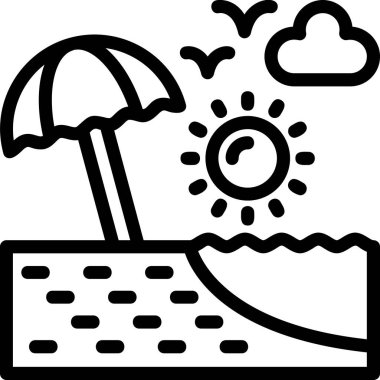 Plaj yazı güneş ikonu