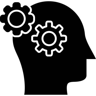 baş beyin dişli simgesi katı stil