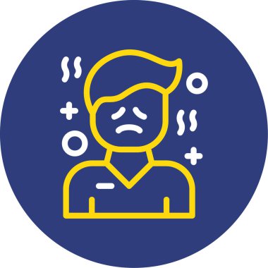 Baş ağrısı ikonu olan adam, vektör illüstrasyonu