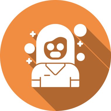 yuvarlak turuncu şekilli uzaylı düz simgesi