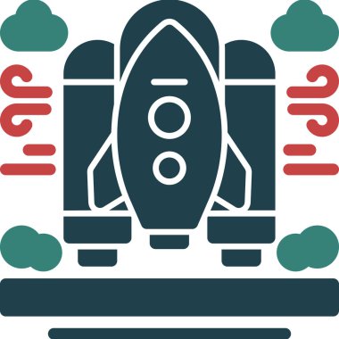 Roket. Web simgesi basit illüstrasyon