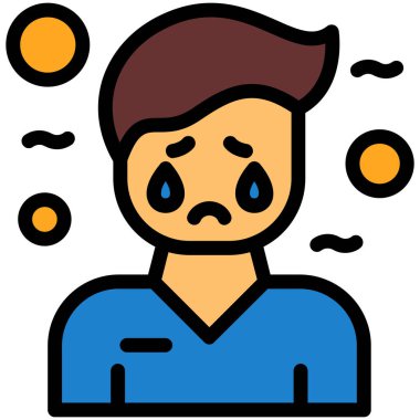 ağlayan emoji yüz simgesi renk ana hatları vektörü