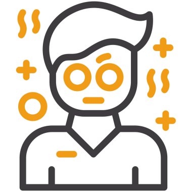 Ateşi ve ateşi olan adam, ikon, vektör illüstrasyonu