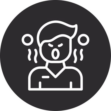 Virüs çizgisi simgesi, vektör illüstrasyonu olan insan başı, virüsün ana hatları işaretli kafa, doğrusal piktogram