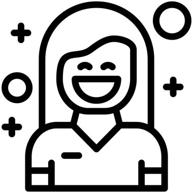 Kadın ikon ana hatları vektörü. Kadın avatar. İnsanlar yüzleşir