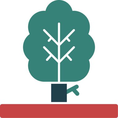 ağaçlar düz simge vektör çizim