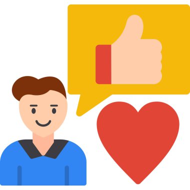 Kalp ikonu olan adam, vektör illüstrasyon tasarımı