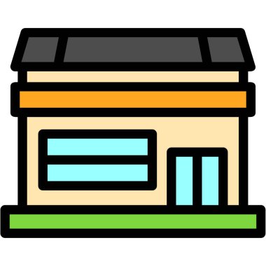 Banka binası simgesi rengi dış hat vektörü