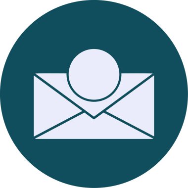 posta vektör simgesi. bu yuvarlak düz sembol beyaz arkaplanda mavi ve gri renklerle çizilir