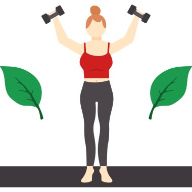 Fitness kadını dambılları kaldırıyor vektör çizimi tasarımı