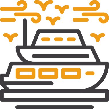 Yaz mevsiminde tekne deniz ikonu - tatil kategorisi