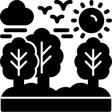 Ağaçlar simgesi, vektör illüstrasyonu