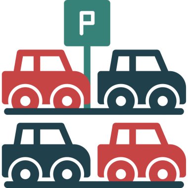 Trafik parkı düz simgesi, vektör, illüstrasyon