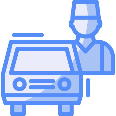 Otomobil sürücüsü simgesi doldurulmuş taslak biçimi