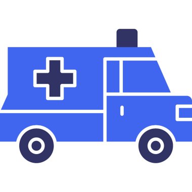 Ambulans otomobili sağlık ikonu düz stil