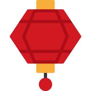 Çin feneri, Çin Yeni Yıl ikonu düz stil