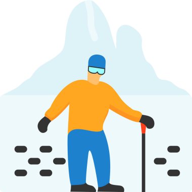 Düz stil kayak sporu simgesi