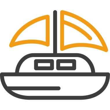 Çizgi film teknesi simgesinin vektör çizimi