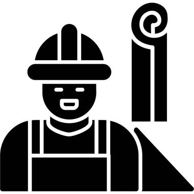 Kask simgesine sahip işçi, basit siyah stil