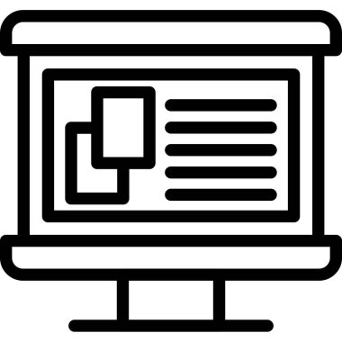 Bilgisayar monitörü. Web simgesi vektör illüstrasyonu