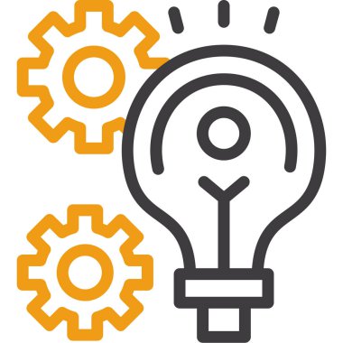 ana hat biçiminde dişli fikir ampul simgesi