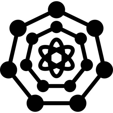 Atom simgesi. Web için basit moleküler vektör simgesi çizimi