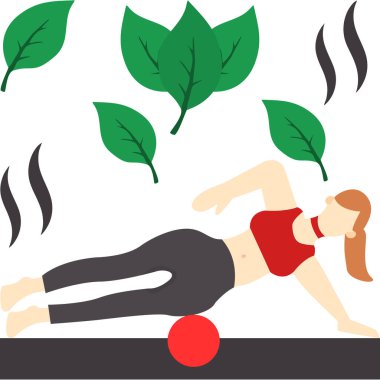 Yoga yapan bir kadın. düz resimleme