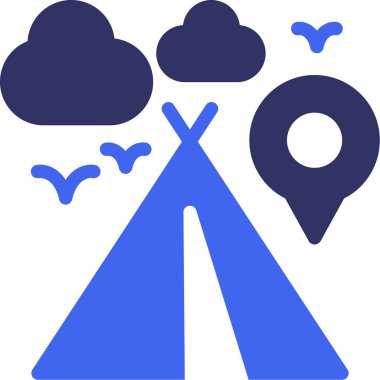 Kamp kampı orman ikonu - ana hatlarıyla