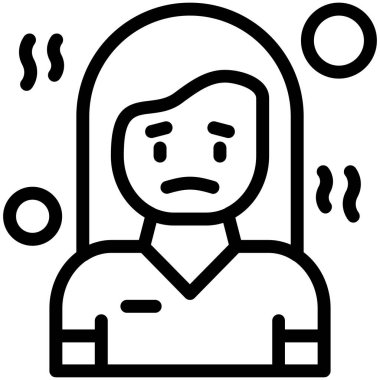 Üzgün adam ikonu. Beyaz arkaplanda izole edilmiş web tasarımı için ana hatlı depresyon kişi vektör simgesi