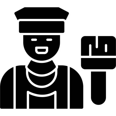 İşçi. Web simgesi basit illüstrasyon