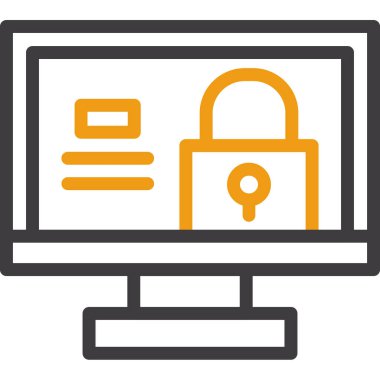 Bilgisayar asma kilit simgesi ana hat biçiminde