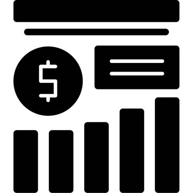 finansal rapor vektör simgesi. biçim düz sembol, siyah renk, yuvarlak açılar, açık arkaplan