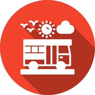 Otobüs Durağı Vektör Kabartma Simgesi Tasarımı