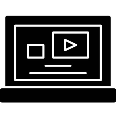 Video oynatıcı simgesi. Web için görüntü oynatıcı vektör simgesinin özeti